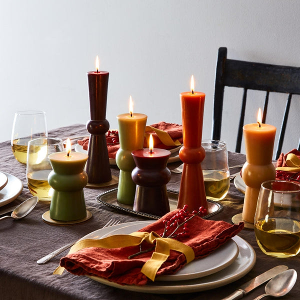 Greentree Home Candle, Josee Pillars Unscented Handmade Beeswax Sculptural Candles