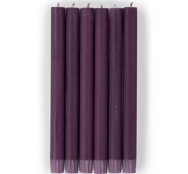British Colour Standard 25cm / 10'' H Egg Plant Eco Dinner Candles, Gift Box of 6