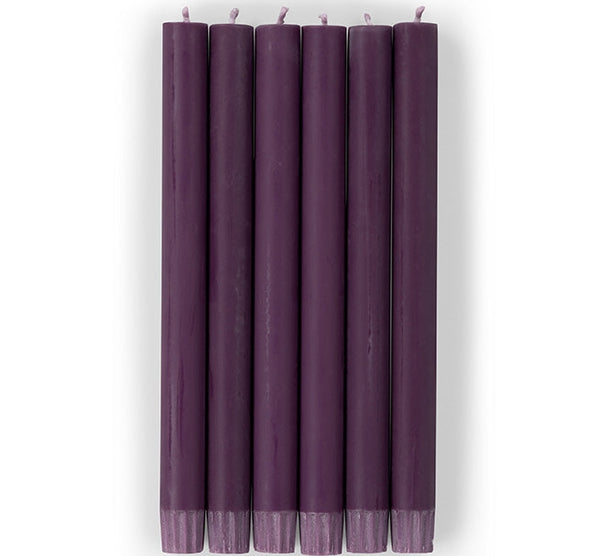British Colour Standard 25cm / 10'' H Egg Plant Eco Dinner Candles, Gift Box of 6
