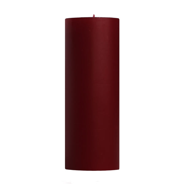 Unscented Pillar Candles, Burgundy Red