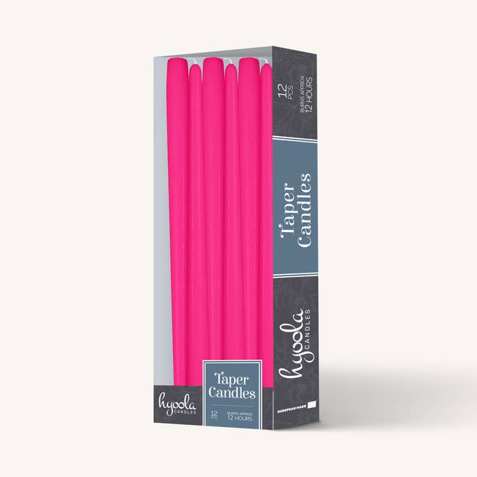 Fuschia Taper Candles - 14 Inch - 12 Pack