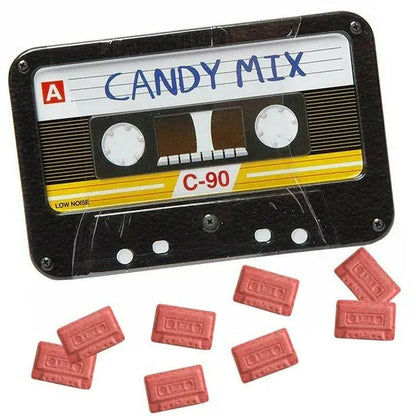 Candy Mix Cassette Tape Candy Tin, Cherry Flavor Candy, 1.3 Ounce - 18 Count Display Box