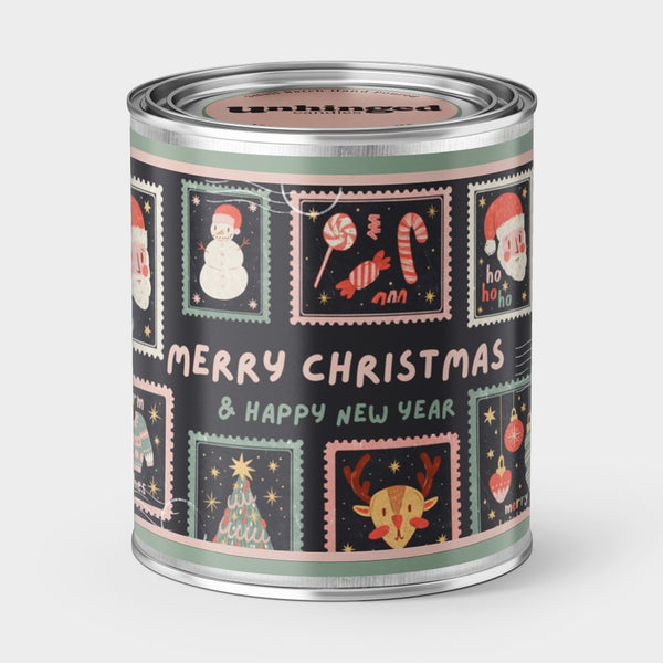 Christmas Stamps Holiday 14oz Soy Candle
