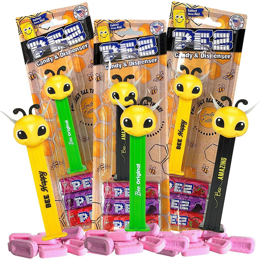 PEZ LIMITED EDITION Bee Collection, Candy Dispenser with 3 Candy Refills