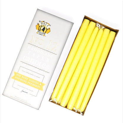 Mole Hollow Candles, 12" Unscented Taper Candle, Set of 12 - Choose from 39 Colors!