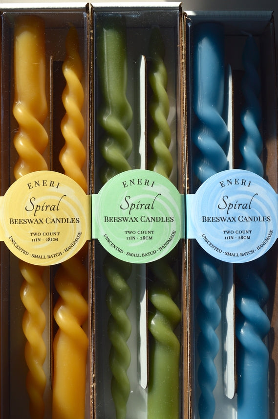 Spiral Beeswax Candlesticks - Set of 2