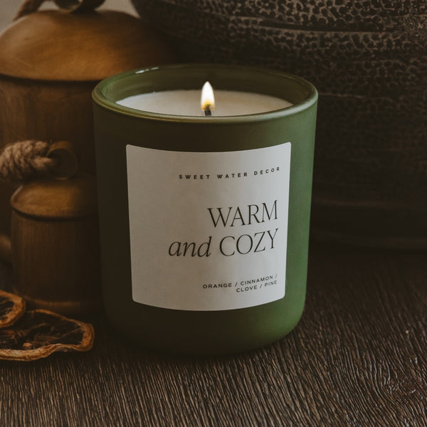 Sweet Water Decor Warm and Cozy 15 oz Soy Candle, Matte Jar