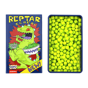 Nickelodeon Rugrats Reptar Cereal, Green Apple Flavored Candy, 1.2 Ounce Tin