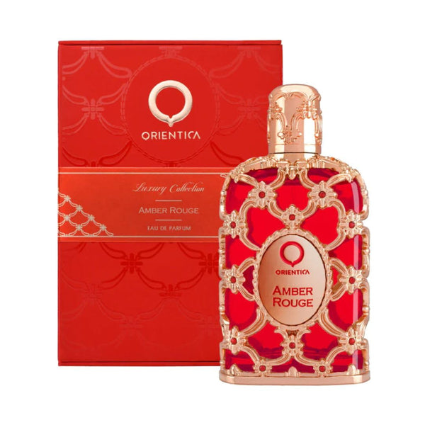 Orientica Luxury Collection Amber Rouge Eau De Parfum – Woody, Amber, Saffron, Praline, Jasmine, Orange, Oak Moss, Seaweed – Arabic Perfume for Men & Women – 2.7oz / 80ml