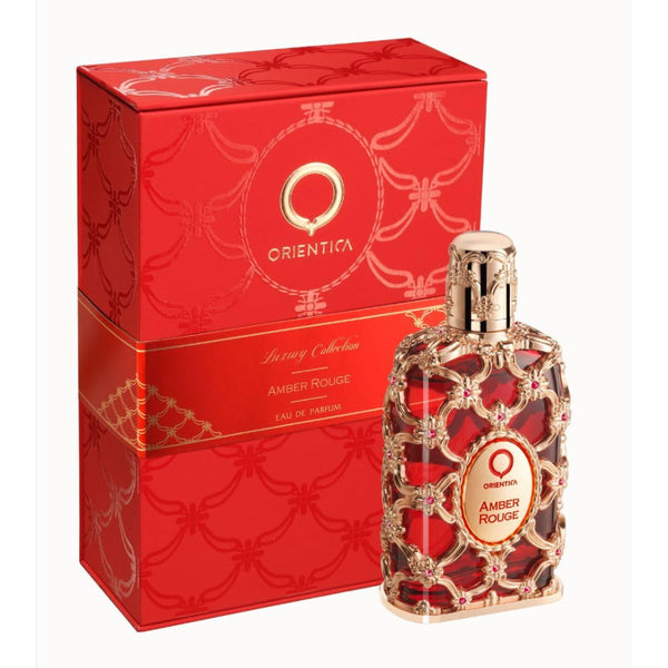 Orientica Luxury Collection Amber Rouge Eau De Parfum – Woody, Amber, Saffron, Praline, Jasmine, Orange, Oak Moss, Seaweed – Arabic Perfume for Men & Women – 2.7oz / 80ml