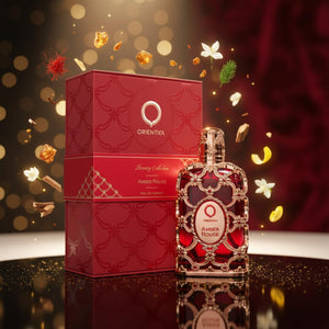 Orientica Luxury Collection Amber Rouge Eau De Parfum – Woody, Amber, Saffron, Praline, Jasmine, Orange, Oak Moss, Seaweed – Arabic Perfume for Men & Women – 2.7oz / 80ml