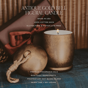 Holiday Soy Candle - Antique Gold Bell Jar - 13.5 oz
