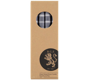 British Colour Standard Striped Gull, Gunmetal Grey & Old Rose Eco Dinner Candles, Gift Box of 4