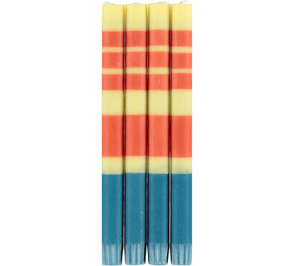 British Colour Standard Abstract Stripped Eco Dinner Candles, 24.5cm / 9.64'' H - Gift Box of 4