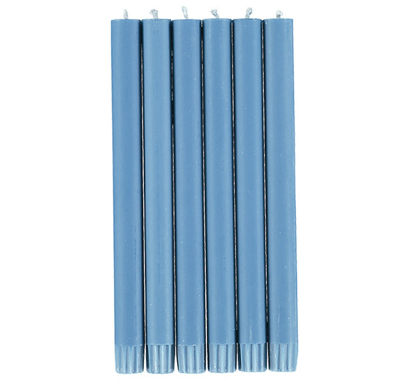 British Colour Standard 25cm / 10'' H Medici Blue Eco Dinner Candles, Gift Box of 6