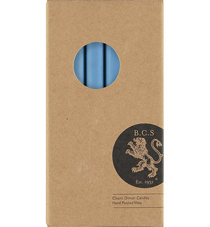 British Colour Standard 25cm / 10'' H Medici Blue Eco Dinner Candles, Gift Box of 6
