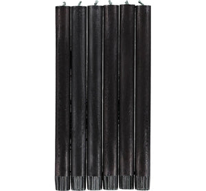 British Colour Standard 25cm / 10'' H Jet Black Eco Dinner Candles, Gift Box of 6