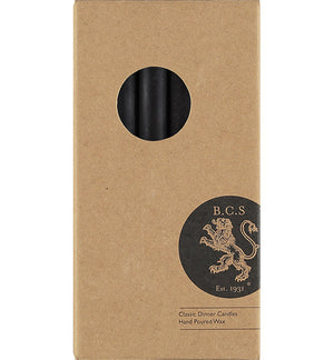 British Colour Standard 25cm / 10'' H Jet Black Eco Dinner Candles, Gift Box of 6