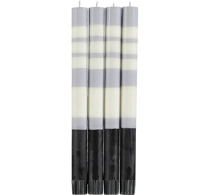 British Colour Standard Abstract Stripped Eco Dinner Candles, 24.5cm / 9.64'' H - Gift Box of 4