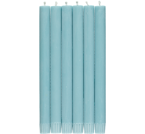 British Colour Standard 25cm / 10'' H Powder Blue Eco Dinner Candles, Gift Box of 6