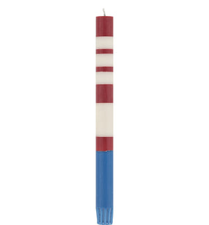 British Colour Standard Striped Guardsman Red, Pearl & Royal Blue Eco Dinner Candles, Gift Box of 4