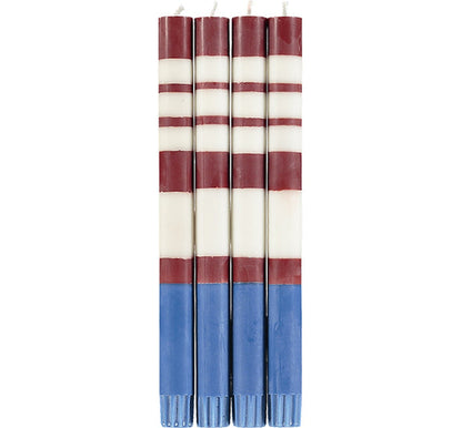 British Colour Standard Abstract Stripped Eco Dinner Candles, 24.5cm / 9.64'' H - Gift Box of 4
