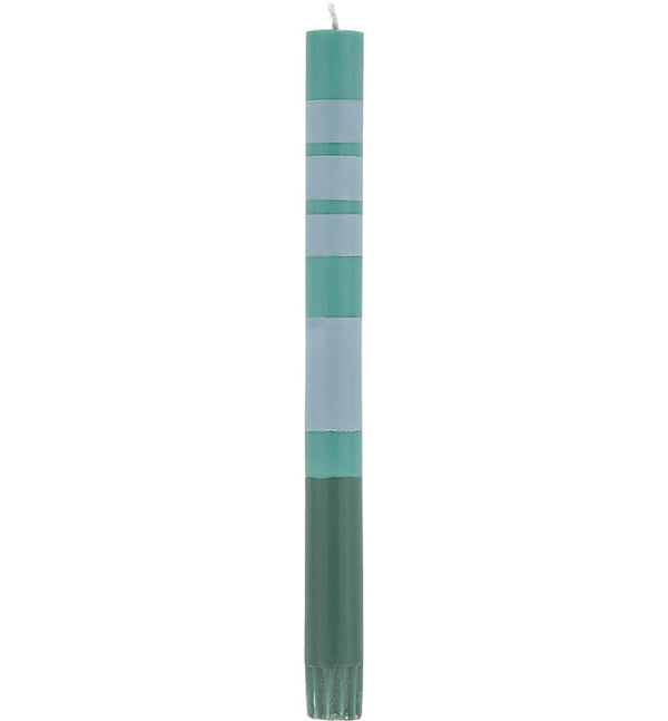 British Colour Standard Striped Beryl Green, Bokhara & Moonstone Eco Dinner Candles, Gift Box of 4