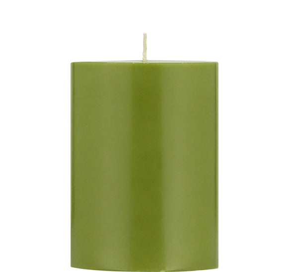 British Colour Standard Small Olive Eco Pillar Candle, 4'' / 10cm