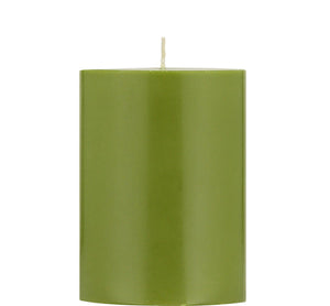 British Colour Standard Small Olive Eco Pillar Candle, 4'' / 10cm