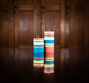 British Colour Standard Stripped Eco Pillar Candles