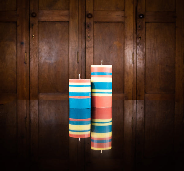 British Colour Standard Stripped Eco Pillar Candles