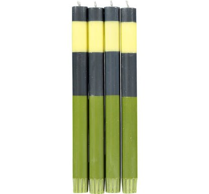 British Colour Standard Abstract Stripped Eco Dinner Candles, 24.5cm / 9.64'' H - Gift Box of 4