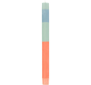British Colour Standard ABSTRACT Striped Opaline, Pompadour & Rust Eco Dinner Candles, Gift Box of 4