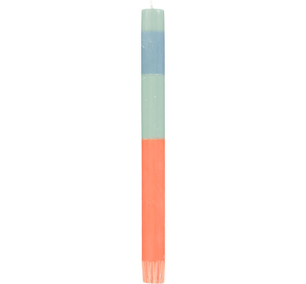 British Colour Standard ABSTRACT Striped Opaline, Pompadour & Rust Eco Dinner Candles, Gift Box of 4