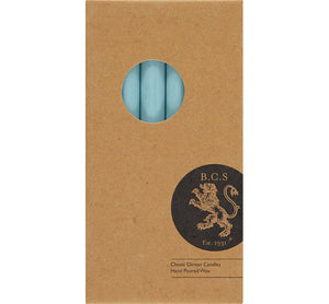 British Colour Standard 25cm / 10'' H Powder Blue Eco Dinner Candles, Gift Box of 6
