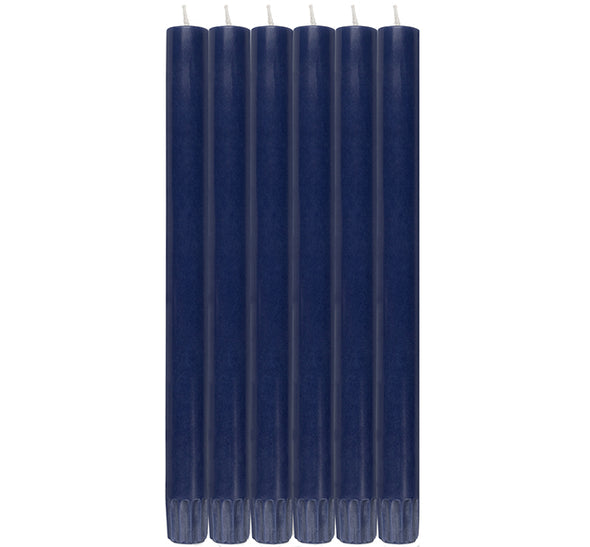 British Colour Standard 25cm / 10'' H Midnight Blue Eco Dinner Candles, Gift Box of 6