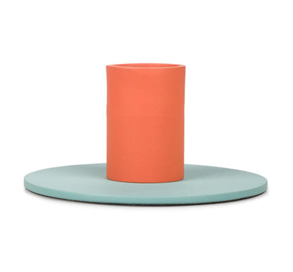 British Colour Standard Tall Two-Tone Metal Candleholders
