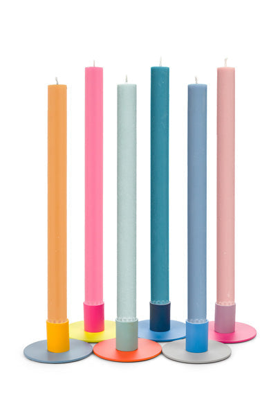 British Colour Standard Tall Two-Tone Metal Candleholders