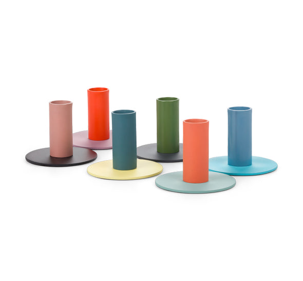 British Colour Standard Tall Two-Tone Metal Candleholders