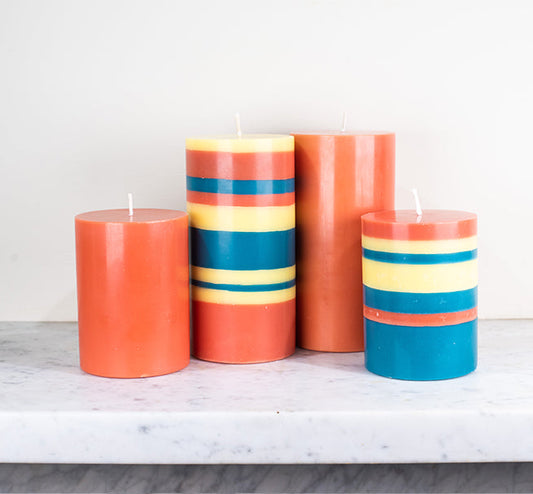 British Colour Standard Stripped Eco Pillar Candles