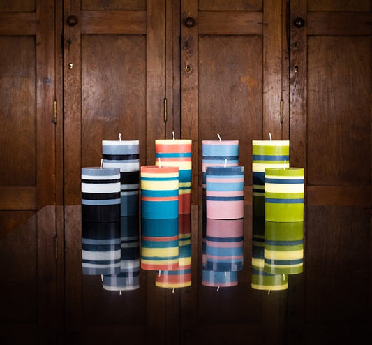 British Colour Standard Stripped Eco Pillar Candles