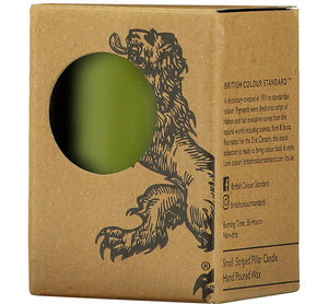 British Colour Standard Small Olive Eco Pillar Candle, 4'' / 10cm