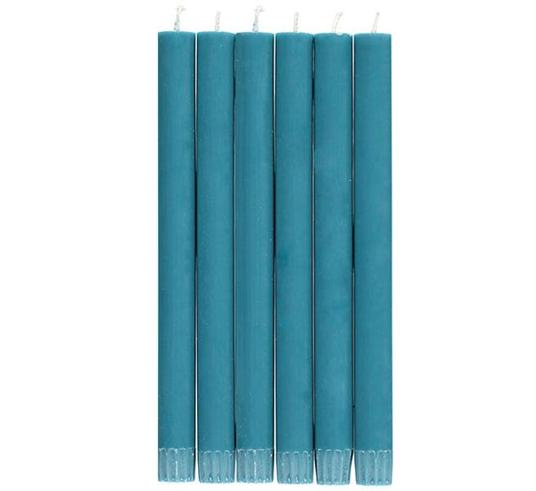 British Colour Standard 25cm / 10'' H Petrol Blue Eco Dinner Candles, Gift Box of 6