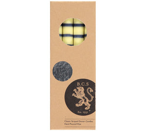 British Colour Standard Striped Indigo, Jasmine & Olive Eco Dinner Candles, Gift Box of 4