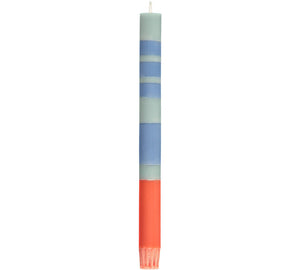 British Colour Standard Striped Opaline, Pompadour & Rust Pack Eco Dinner Candles, Gift Box of 4