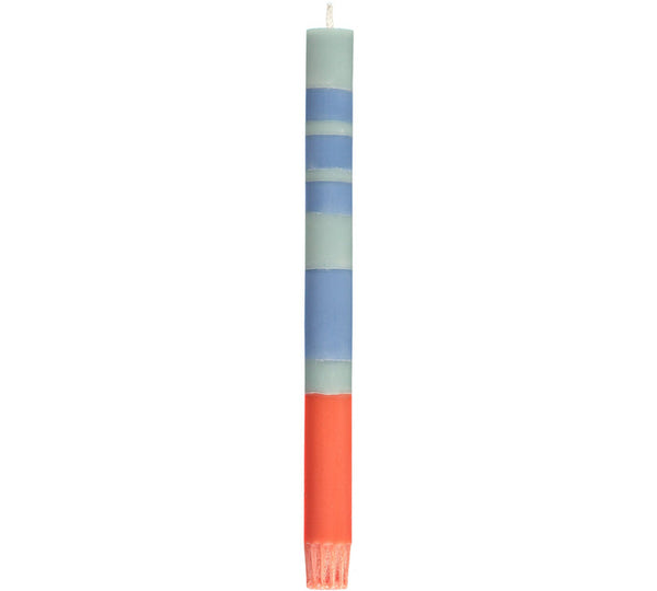 British Colour Standard Striped Opaline, Pompadour & Rust Pack Eco Dinner Candles, Gift Box of 4