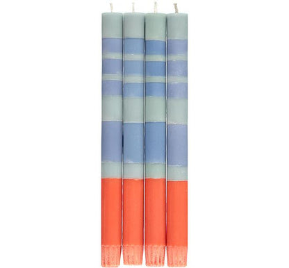 British Colour Standard Abstract Stripped Eco Dinner Candles, 24.5cm / 9.64'' H - Gift Box of 4