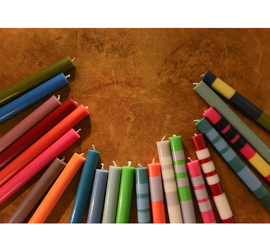 British Colour Standard Abstract Stripped Eco Dinner Candles, 24.5cm / 9.64'' H - Gift Box of 4