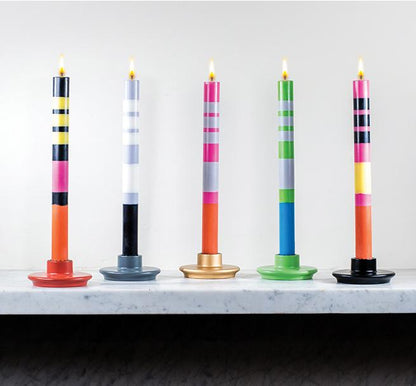 British Colour Standard Abstract Stripped Eco Dinner Candles, 24.5cm / 9.64'' H - Gift Box of 4