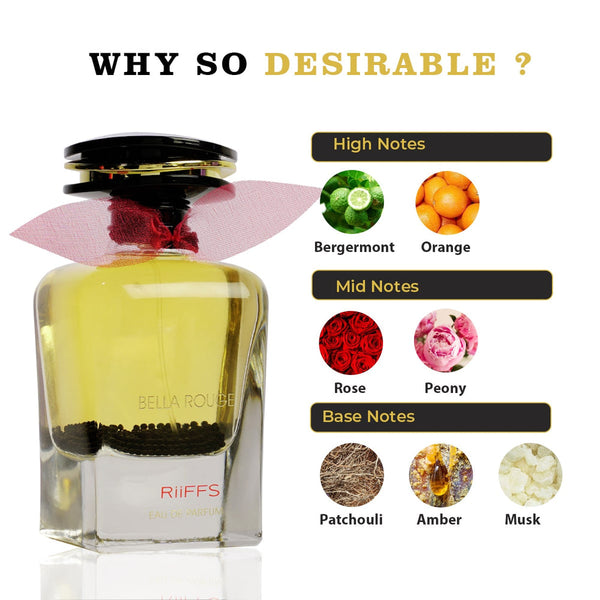 Riiffs Bella Rouge Eau de Parfum Spray Perfume for Women, 100 ml